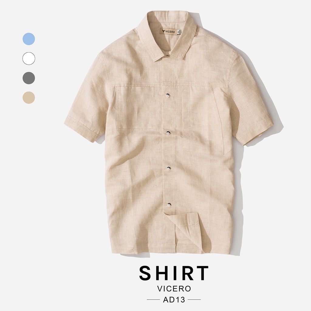 [Mã FAMALLT5 giảm 15% đơn 150K] Áo Sơ Mi Nam Chất Đũi Vải Mát Cổ Bẻ Hiện Đại VICERO | BigBuy360 - bigbuy360.vn