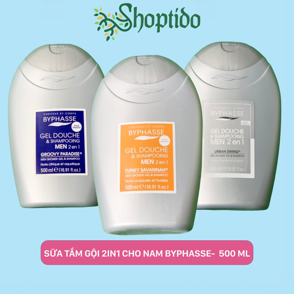 Sữa tắm nước hoa Byphasse gội 2in1 cho nam 500ml NPP Shoptido