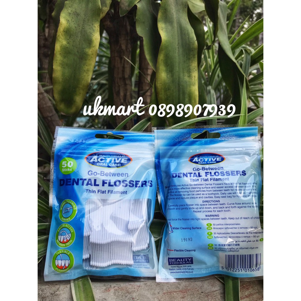 Tăm chỉ nha khoa Beauty Formulas Active Oral care Interdental Flossers - 50 cái