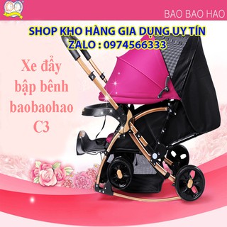 XE ĐẨY BAOHAOHAO C3 MÀU TÍM HỒNG ĐẨY 2 CHIỀU 3 TƯ THẾ VỪA LÀ XE ĐẨY VỪA LÀ BẬP BÊNH CHO BÉ