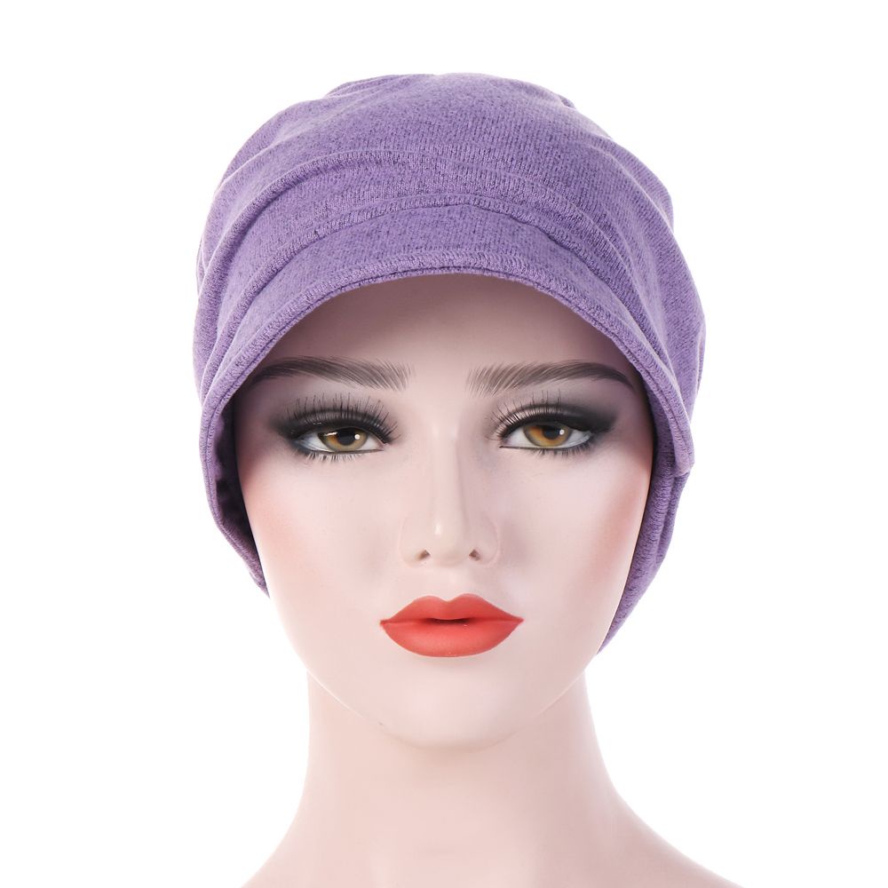 Mũ trùm đầu cotton dệt kim giữ ấm nhiều màu trơn tùy chọn cho nữ