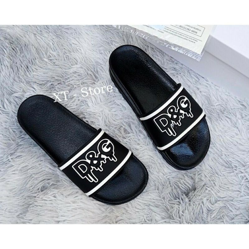 🔥HÀNG SIÊU CẤP🔥 Dép nam D & G quai ngang đen trắng đế 2 tầng giúp tăng chiều cao 4cm