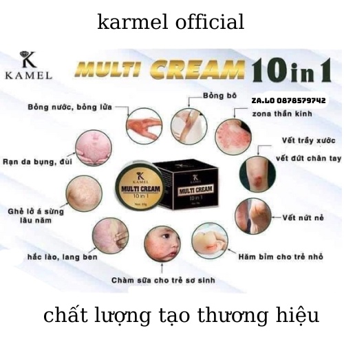 KARMEL MUTI CREAM 10 in 1 kem xóa bỏng, rạn da, tiệt ghẻ lở hắc lào, á sừng vết nứt nẻ và hăm bỉm cho trẻ nhỏ