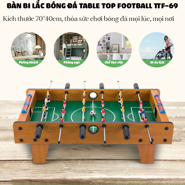 Đồ chơi Bàn bi lắc bóng đá Table Top Football TTF-69 bằng gỗ 70x40cm giúp bé vận động vui chơi