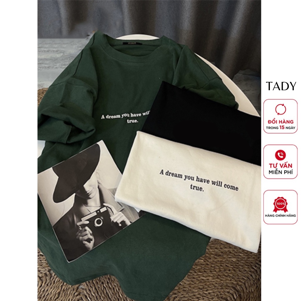 Áo Thun Phông 3158 Chất Cotton Khô Và Nhung In Chữ Adream Oversize Unisex Phong Cách