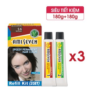Nhuộm phủ bạc dược thảo số S6 Nâu đậm (Siêu tiết kiệm) - Nhanh 7 phút (180g + 180g)