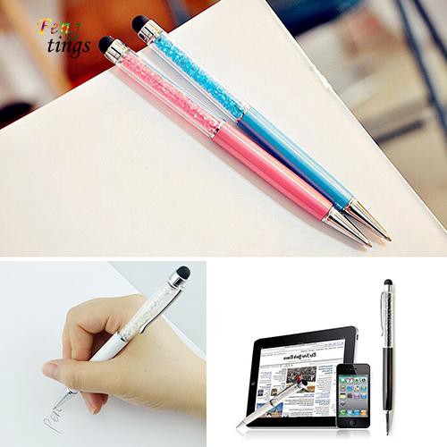 Bút stylus chạm màn hình siêu mềm đính kim cương nhân tạo 2 trong 1 cho iphone/máy tính bảng FT