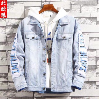 Áo Khoác Jean Nam Tay Chữ Trung Kiểu Dáng Hàn Quốc -fashionstarno1
