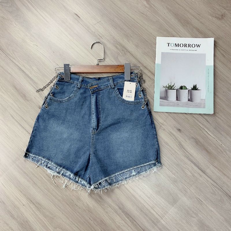 Quần short jeans dây xích siêu hot cao cấp