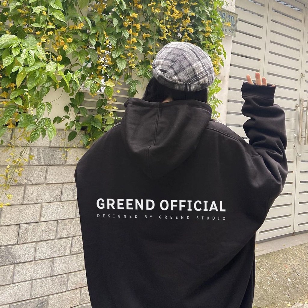 Hoodie GREEND Unisex Nỉ Bông Basic Local Brand Oversize TyPo Black HD05