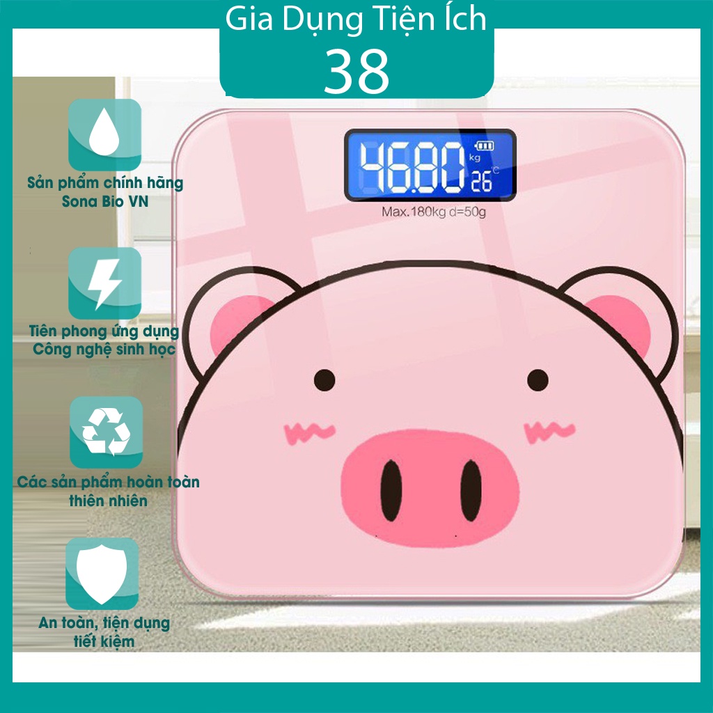Cân Điện Tử, Cân Sức Khoẻ Thông Minh Mặt Kính Cường Lực Tải Trọng Tối Đa 180kg Mẫu Mới (Chính Hãng).