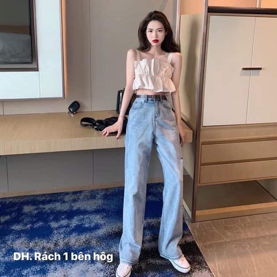 💥RẺ VÔ ĐỊCH💥 Quần Jeans Ống Rộng Rách Hông