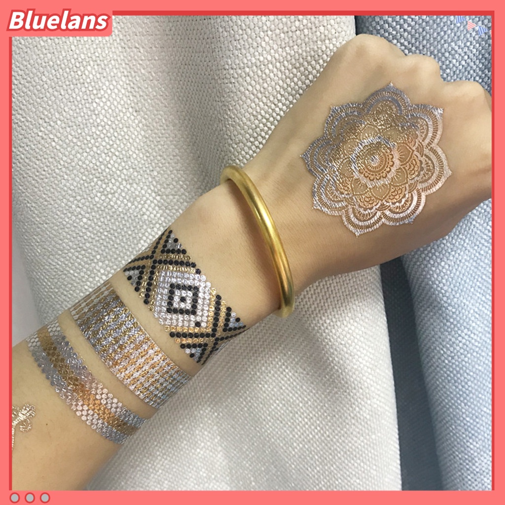 Hình Xăm Dán Tạm Thời Màu Sắc Ánh Kim Chống Nước Độc Đáo