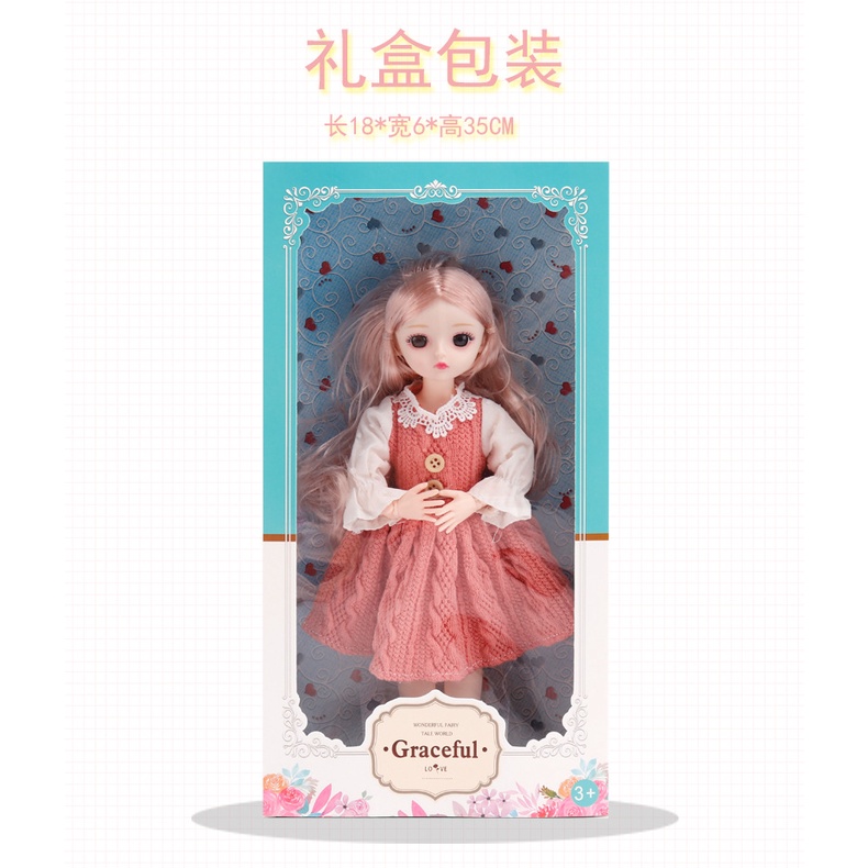 Búp bê đồ chơi, quà tặng cho bé gái, búp bê có khớp cử động, mắt 4D, cao 30cm
