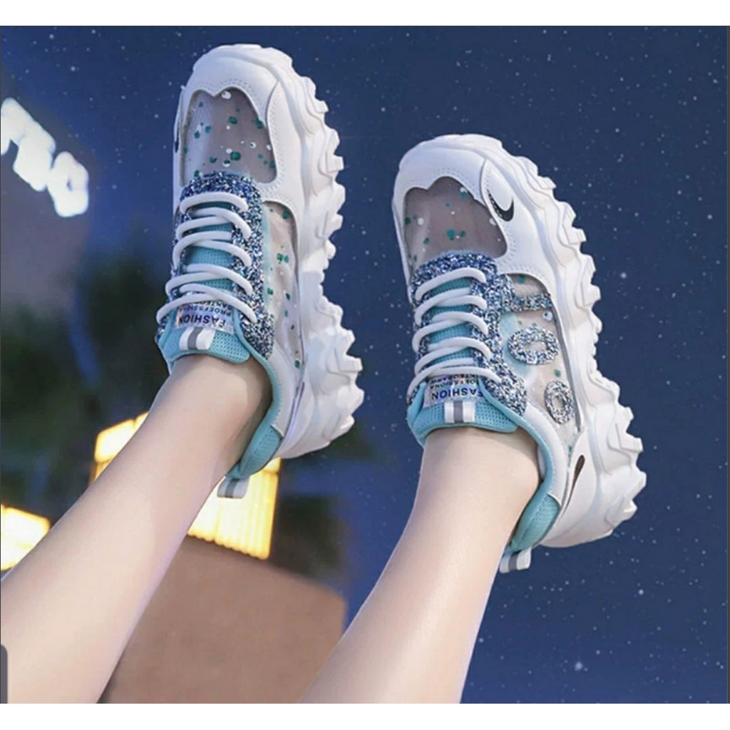 Giày thể thao nữ độn đế chống trượt kim tuyến mã vip, giày sneaker nữ thoáng khí hot trend 2020