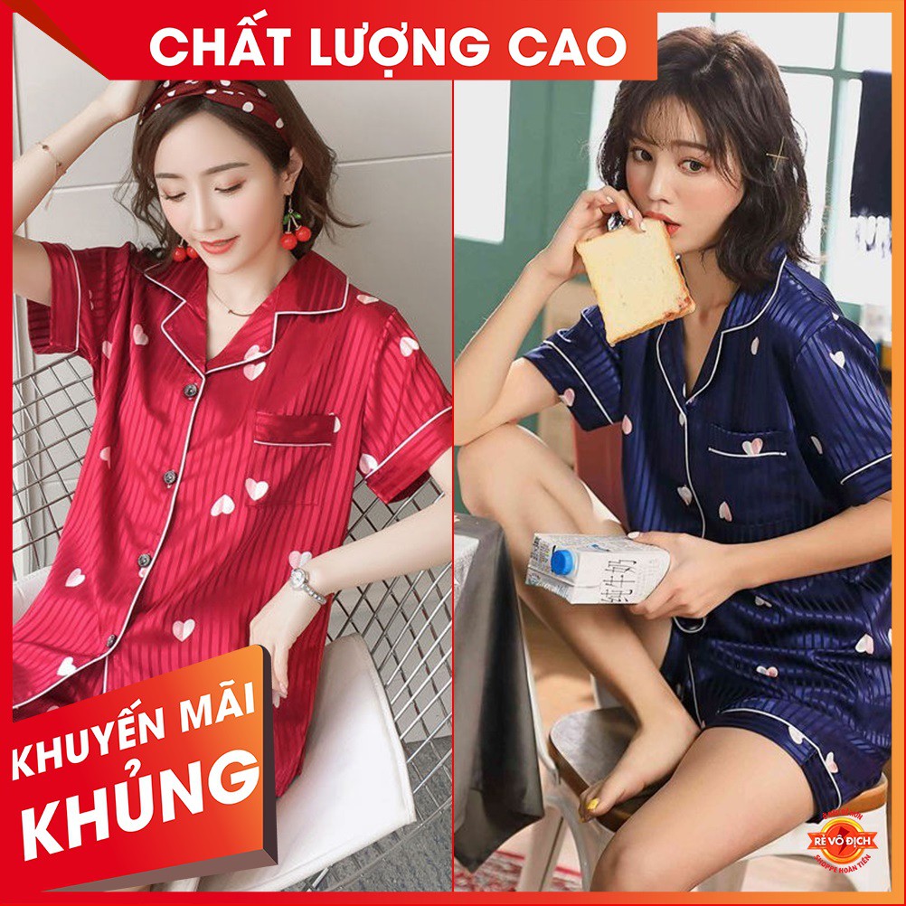 [Cao Cấp] Bộ Đồ Ngủ Mặc Nhà Cho Nữ. Bộ Đồ Ngủ Pijama Bằng Lụa Gấm Cộc Tay Mặc Nhà Mùa Hè Cực Đẹp, Mát - TIM