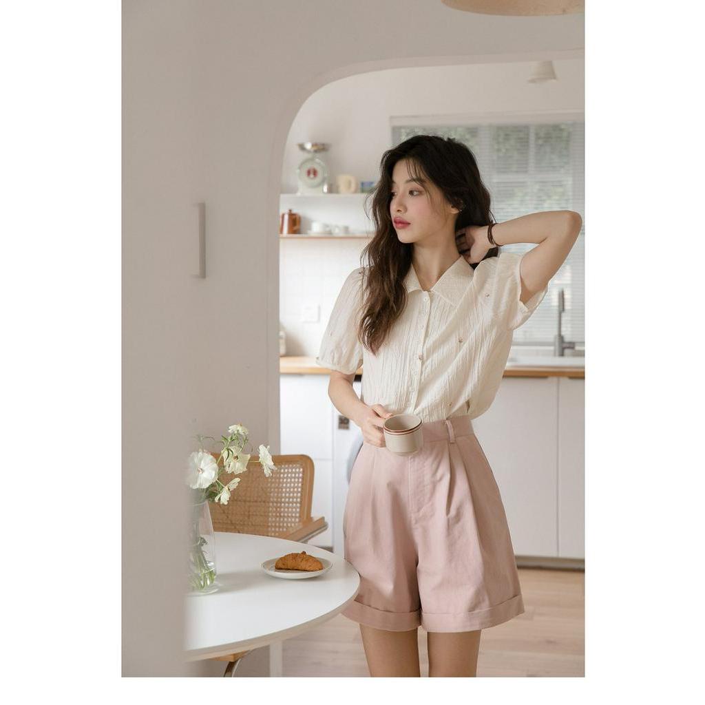 Áo Sơ Mi Thêu Hoa Hồng Nhỏ Thời Trang Pháp Quý Phái 62438