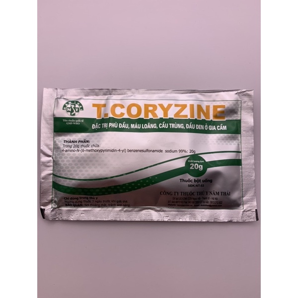 T coryzine 20g - cầu trùng, kí sinh trùng máu, đầu đen trên gà