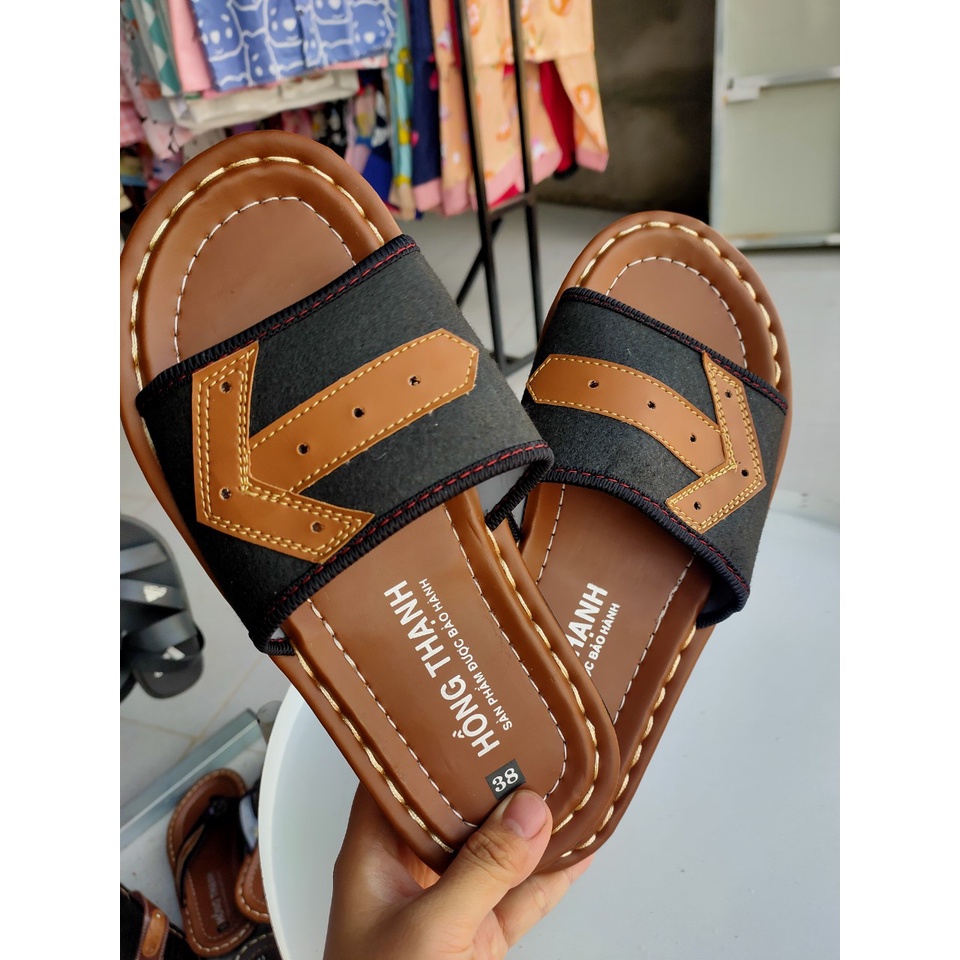 (XẢ KHO)Dép Quai Ngang Da Nam Cao Cấp Mẫu Mới Siêu Đẹp Hồng Thạnh