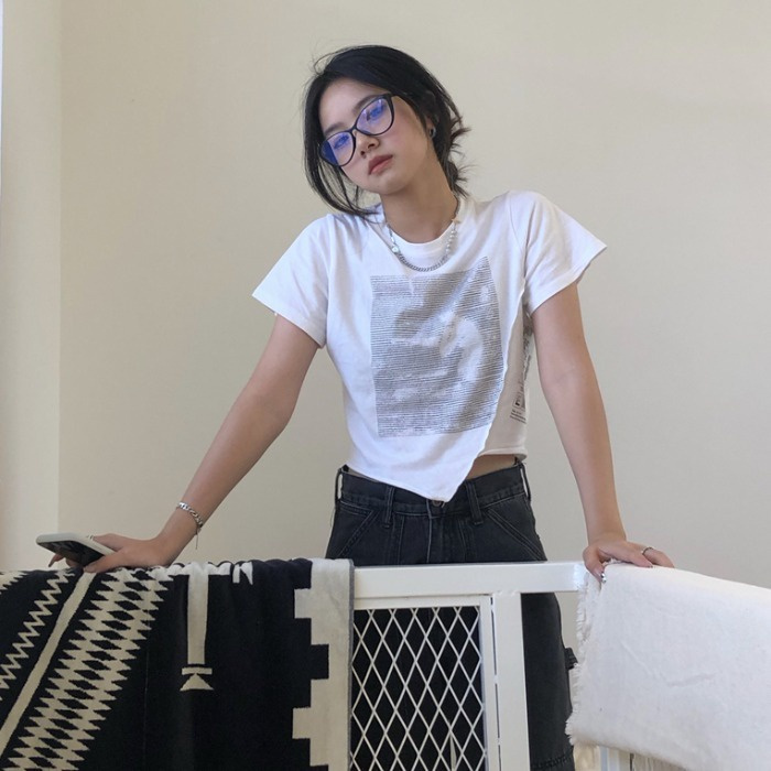 Áo croptop ngắn tay phong cách mùa hè gợi cảm cho nữ