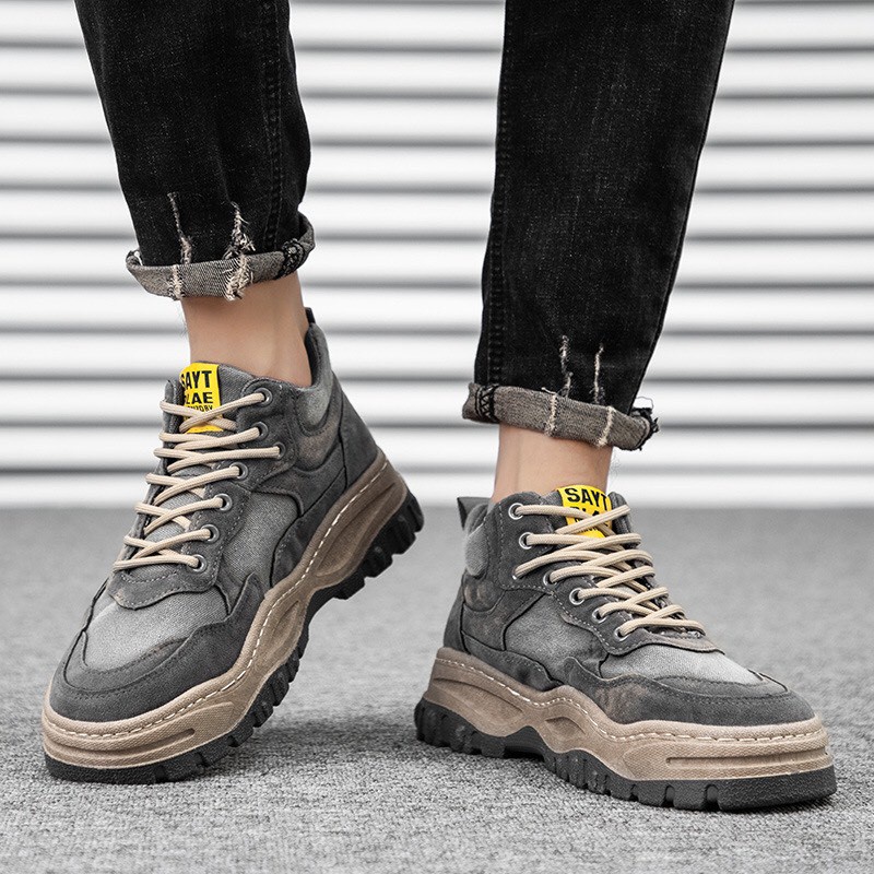 Giày sneaker nam, giày thể thao cổ cao Da lỳ chống xước phong cách cực ngầu | BigBuy360 - bigbuy360.vn