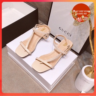 Dép sandal nữ đế bệt xỏ ngón da lì đơn giản dây mảnh xéo - SD-0287