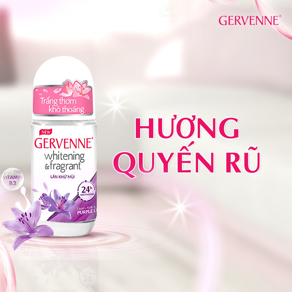 Combo 2 Lăn khử mùi trắng da Gervenne Purple Lily 50ml/chai