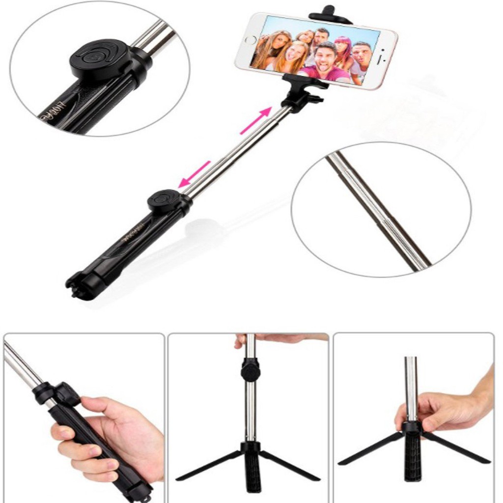 Gậy tự sướng Tripod Selfie Stick ba chân Bluetooth đa năng. | BigBuy360 - bigbuy360.vn