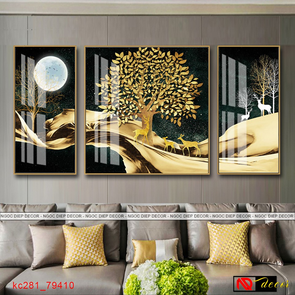 Tranh hiện đại phong cách Bắc Âu canvas treo tường trang trí phòng khách Vintage nghệ thuật decor phòng ngủ A6