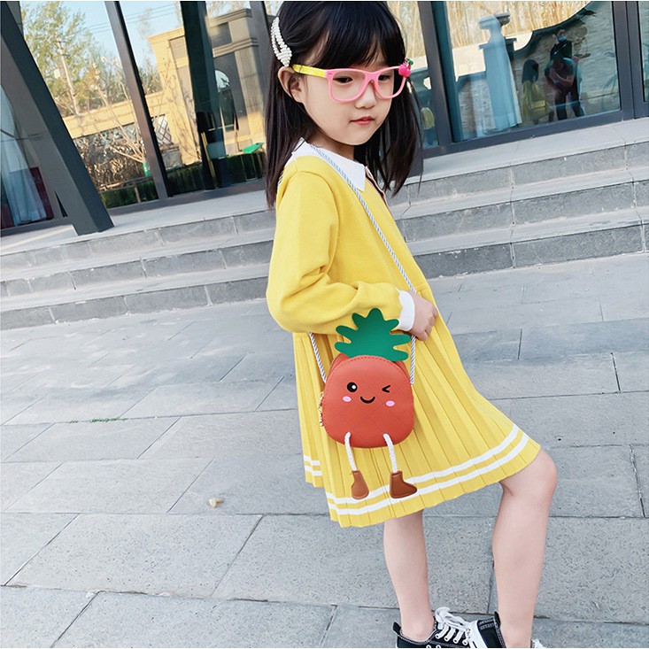 Túi đeo chéo mini cho bé trai bé gái Hạ Băng Designs - Hình Quả dứa