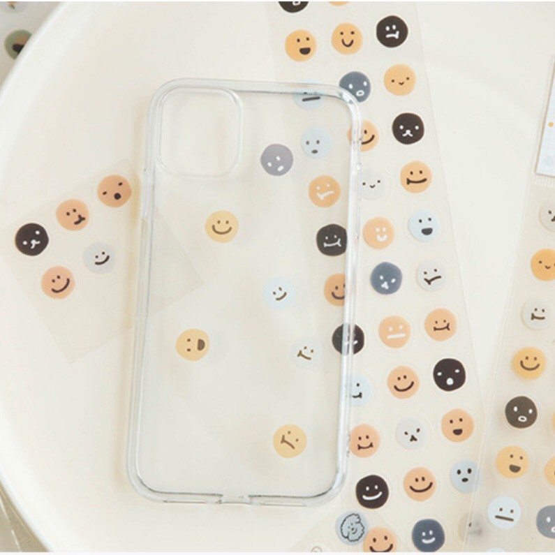 Sticker nhãn dán chấm tròn nhỏ hình cảm xúc hoa lá đồ ăn cute trang trí sổ decor tường ốp điện thoại gocnha ST025