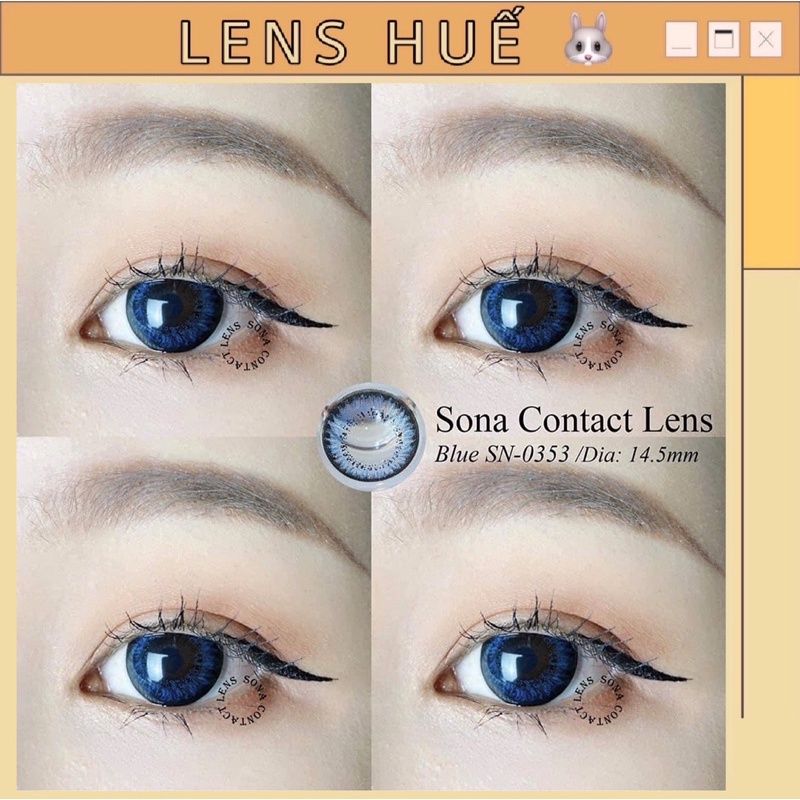 Lens Blue - xanh dương mắt ướt tây nhẹ, viền nhẹ giãn vừa tone Hàn Quốc - Lens Huế