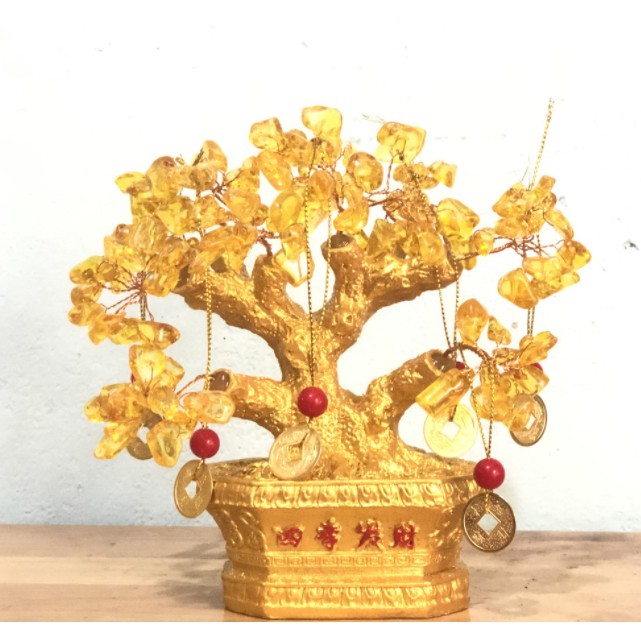 Cây đá phong thủy cây phát tài phát lộc K04 cao 18cm