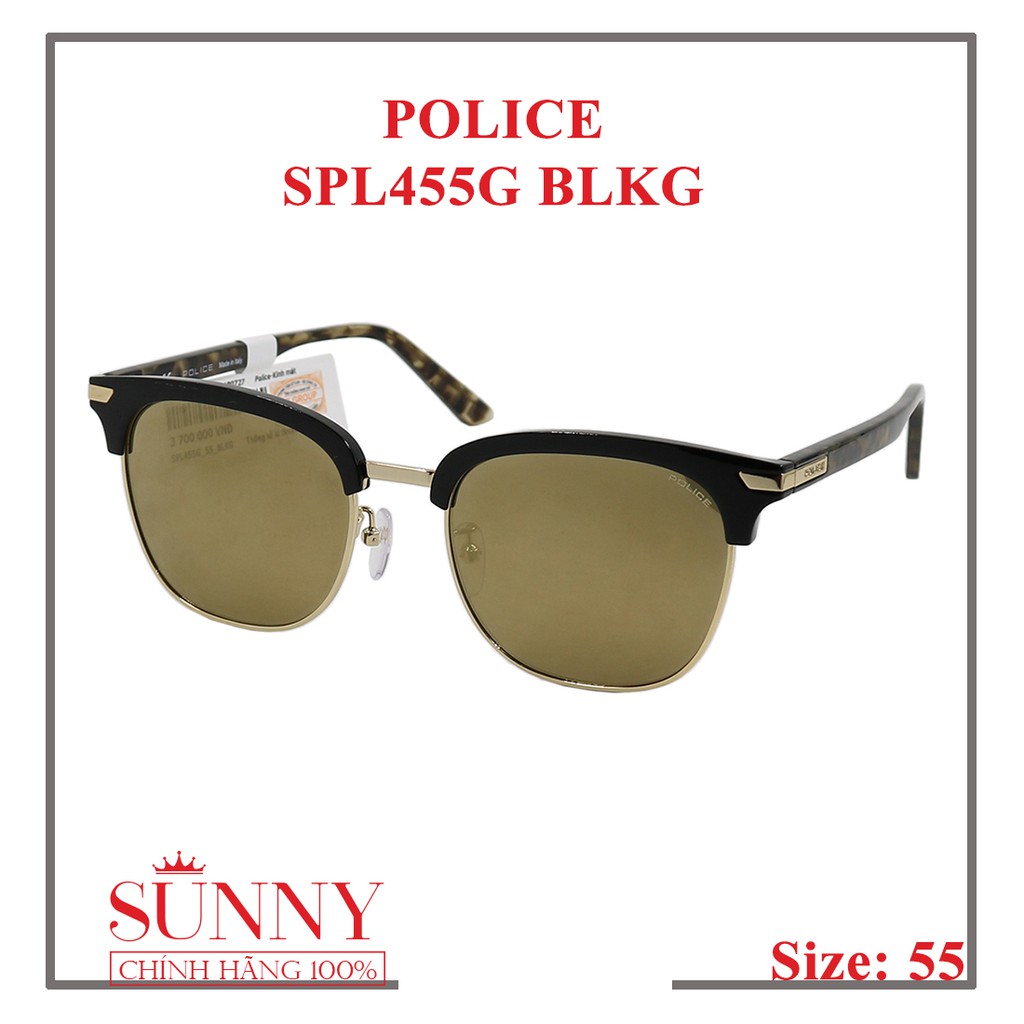 Kính mát Police chính hãng SPL455G 55 BLKP màu sắc thời trang, thiết kế dễ đeo bảo vệ mắt