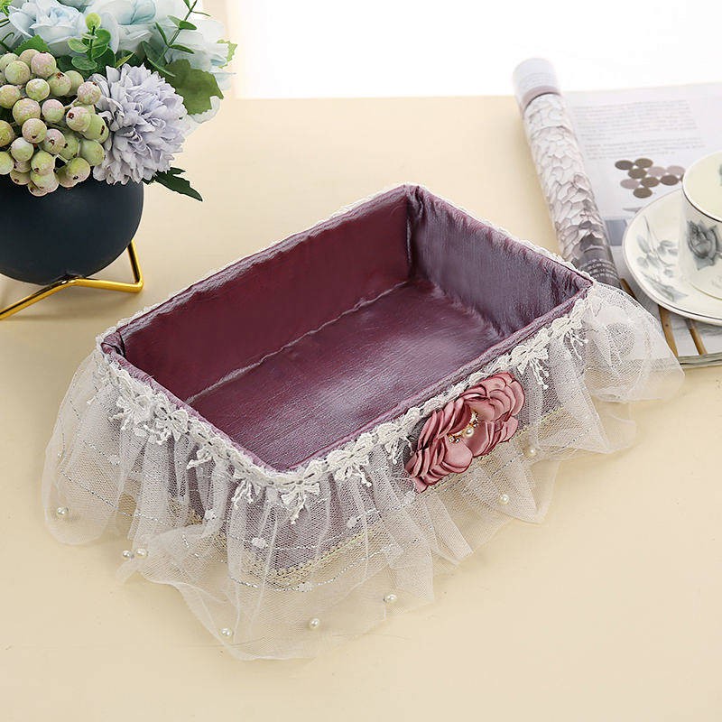 Cosmetics Storage Box Fabric Rattan Storage Basket Desktop Remote Storage Sundries Basket Key Basket