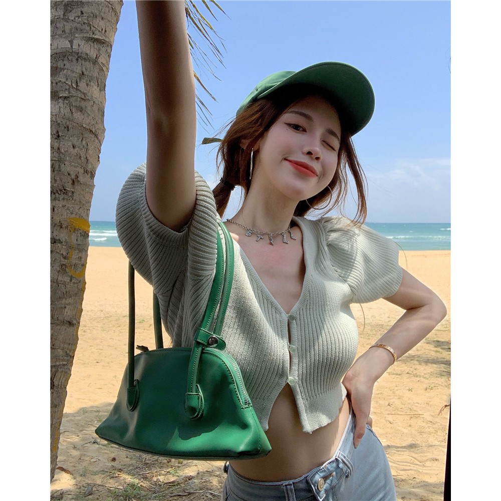 [Áo len nữ croptop] Áo thun nữ croptop, áo thun len tăm hàng quảng châu | BigBuy360 - bigbuy360.vn