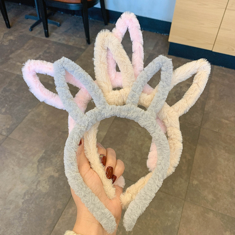 Băng Đô Cài Tóc Tai Thỏ Phủ Lông 9K Dễ Thương Phong Cách Hàn Quốc Cho Bé Gái