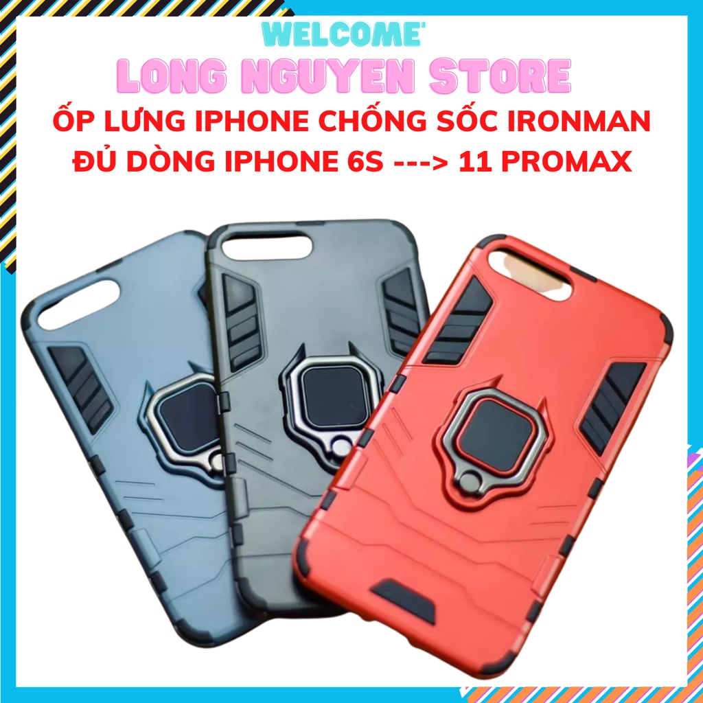 Ốp lưng Iphone chống sốc Iron Man Iring siêu bền cho 6/6s/6plus/6splus/7/8/7plus/8plus/x/xs/xr/xsmax/11/11pro/11promax