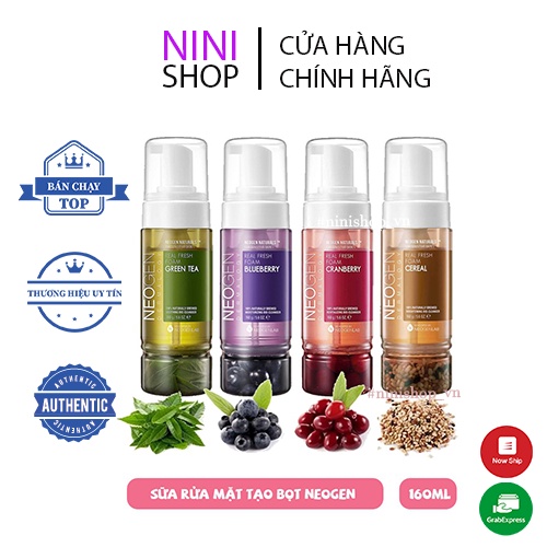 Sữa rửa mặt lá trà xanh Neogen Dermalogy Real Fresh Foam Cleanser #Greentea #Cranberry #Bluerry #Cer
