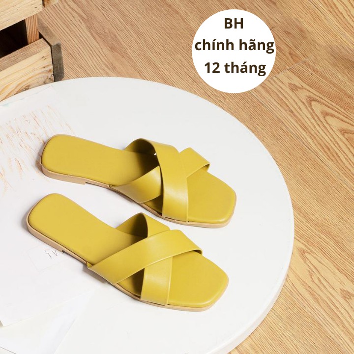 Dép Nữ Đế Bệt 1 Cm Quai Chéo Thời Trang Erosska (màu vàng) Sành Điệu