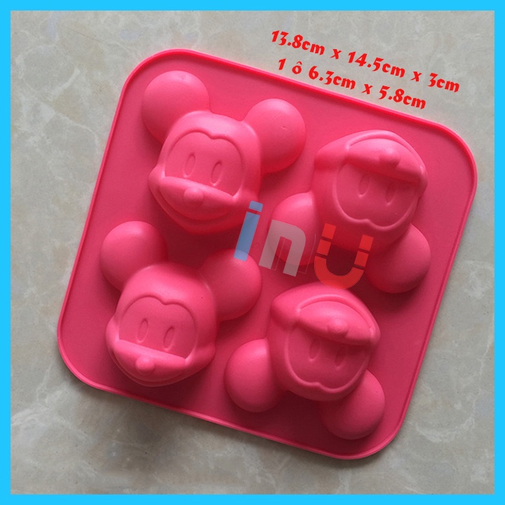 HCM - Khuôn silicon hoạt hình Doremon, mèo Kitty, chuột Mickey, gấu Pooh nướng bánh bông lan, làm rau câu pudding