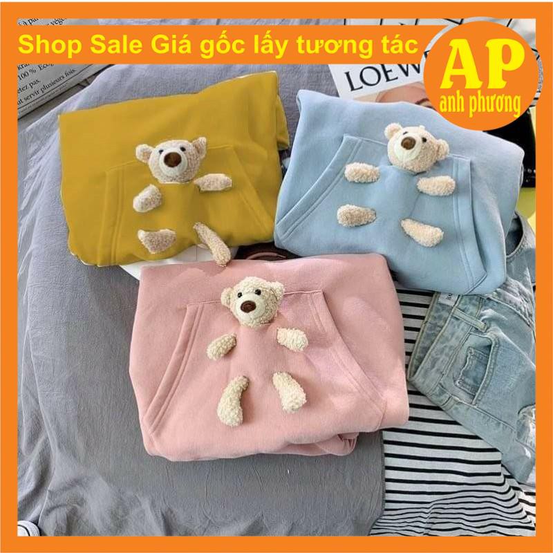 Áo hoodie gấu alass💝Chất liệu nỉ bông💝form thụng nam nữ kiểu dáng unisex💝có túi bụng và dây rút mũ | BigBuy360 - bigbuy360.vn