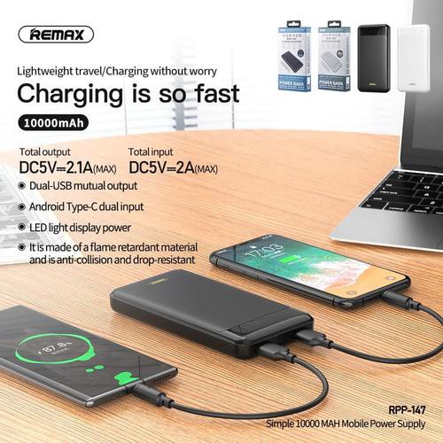 Pin Dự Phòng 10000mah Remax RPP-147 Jany Series 2 cổng USB