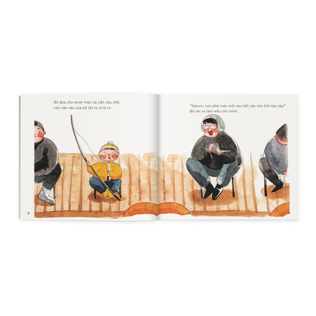 Sách Ehon Nhật Bản - Đi câu cá với bố! - dành cho bé từ 3-6 tuổi