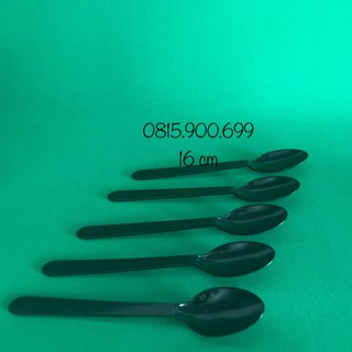 500 CÁI MUỖNG NHỰA ĐEN PP DÀI 16CM