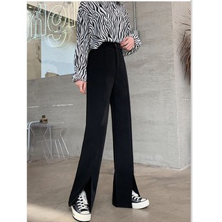 Quần Dài Lưng Cao Ống Rộng Xẻ Tà Thời Trang Cho Nữ