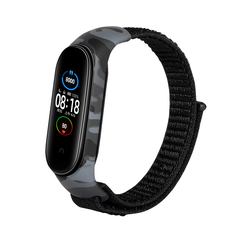 Dây đeo nylon họa tiết rằn ri thay thế cho Xiaomi Mi Band 5 Miband 6 5 4 3