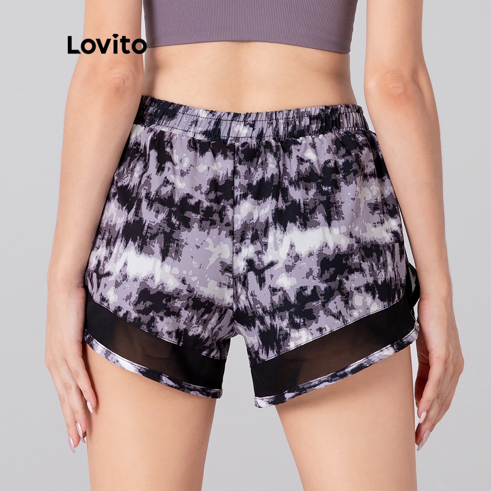 Quần đùi Lovito phong cách thể thao phối lưới L05059 (nhiều màu sắc)