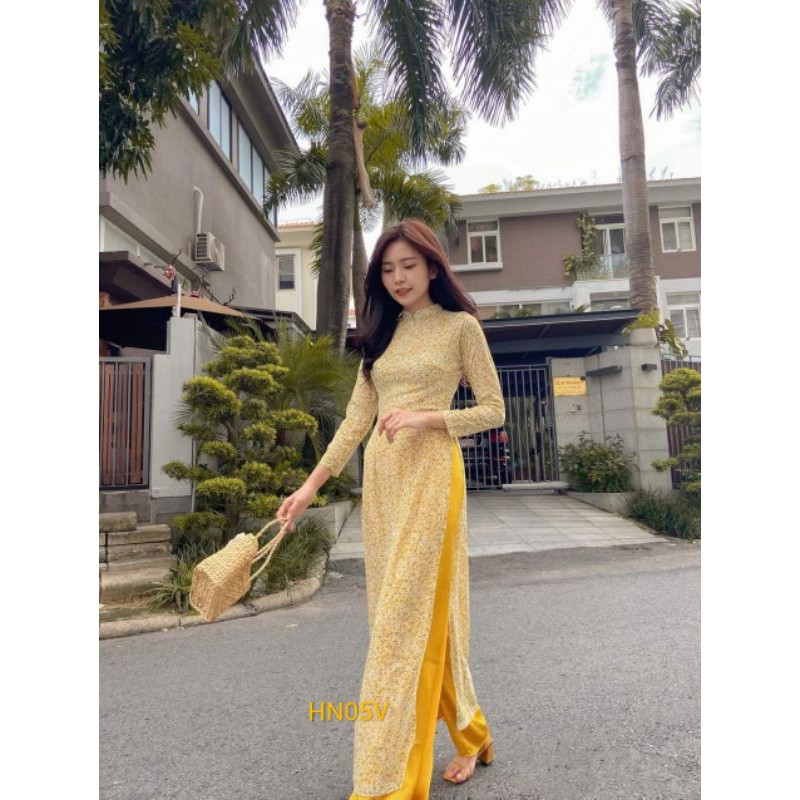 HN05V Áo dài hoa nhí xinh