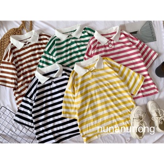 Áo thun polo sọc ngang
